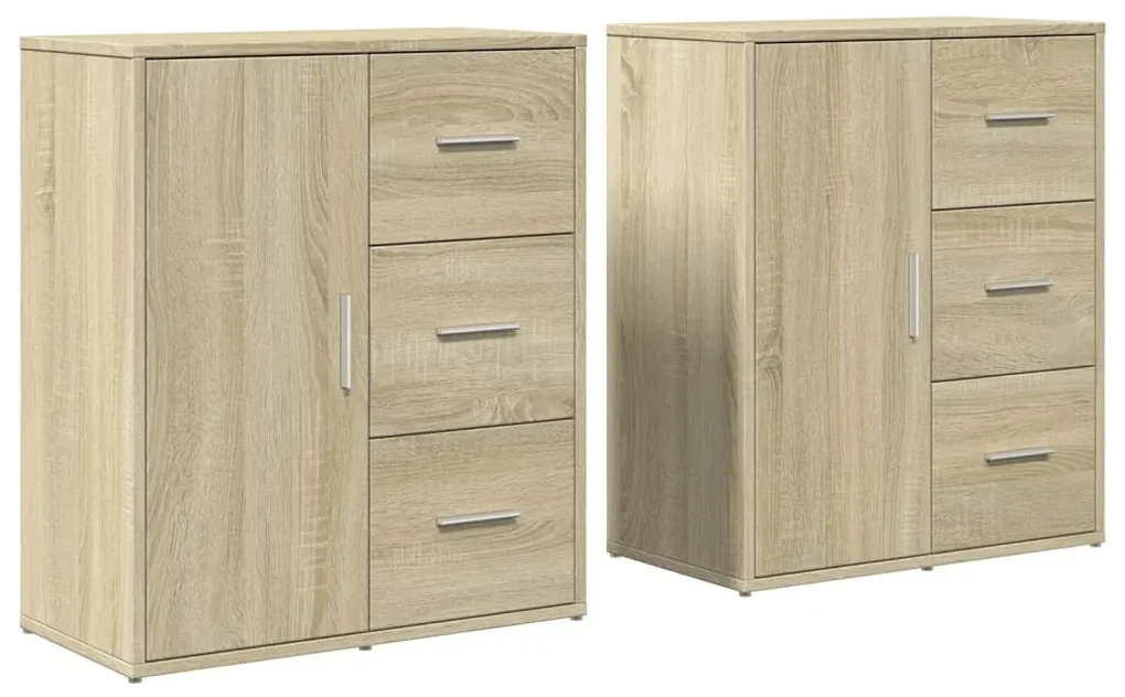 Credenze 2 pz rovere sonoma 60x31x70 cm in legno multistrato