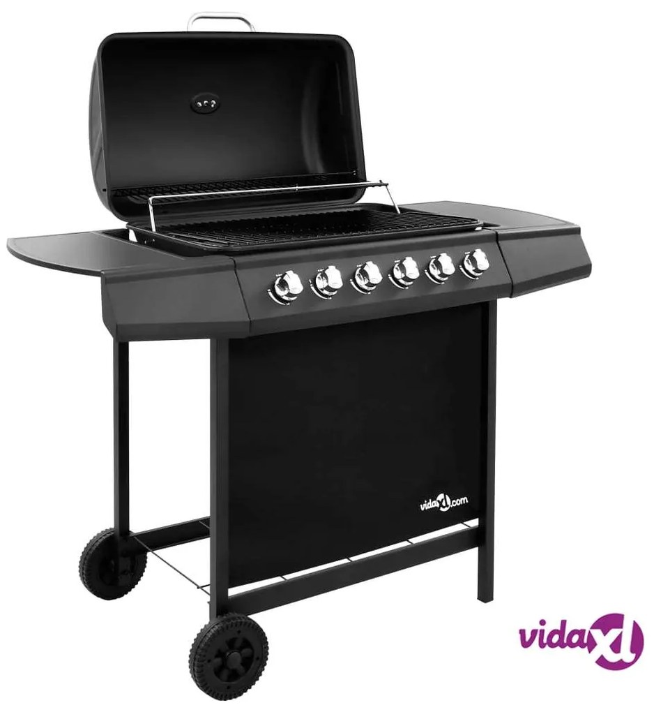 vidaXL Griglia Barbecue a Gas con 6 Bruciatori Nera
