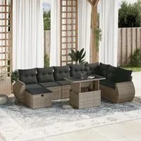 Set Divano da Giardino 9 pz con Cuscini Grigio in Polyrattan 3275190