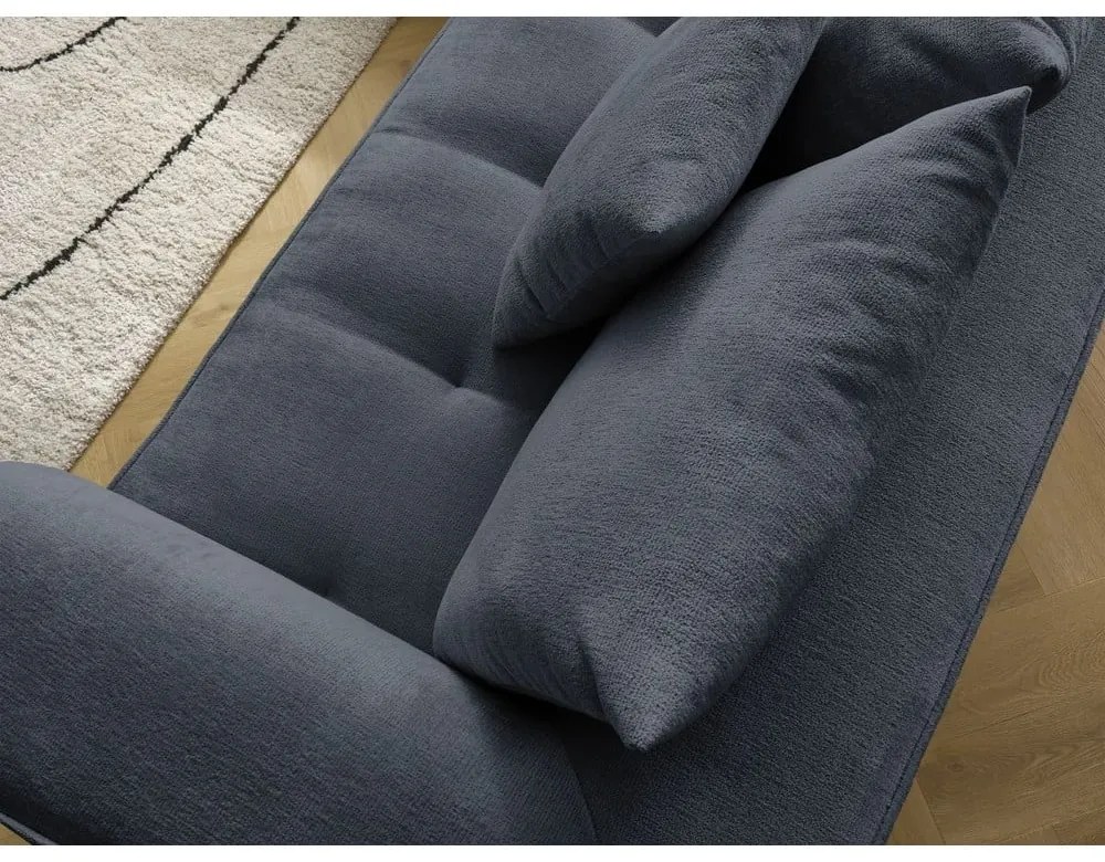 Divano angolare blu scuro (penisola a sinistra/a L) con rivestimento in ciniglia Whesley – Bobochic Paris