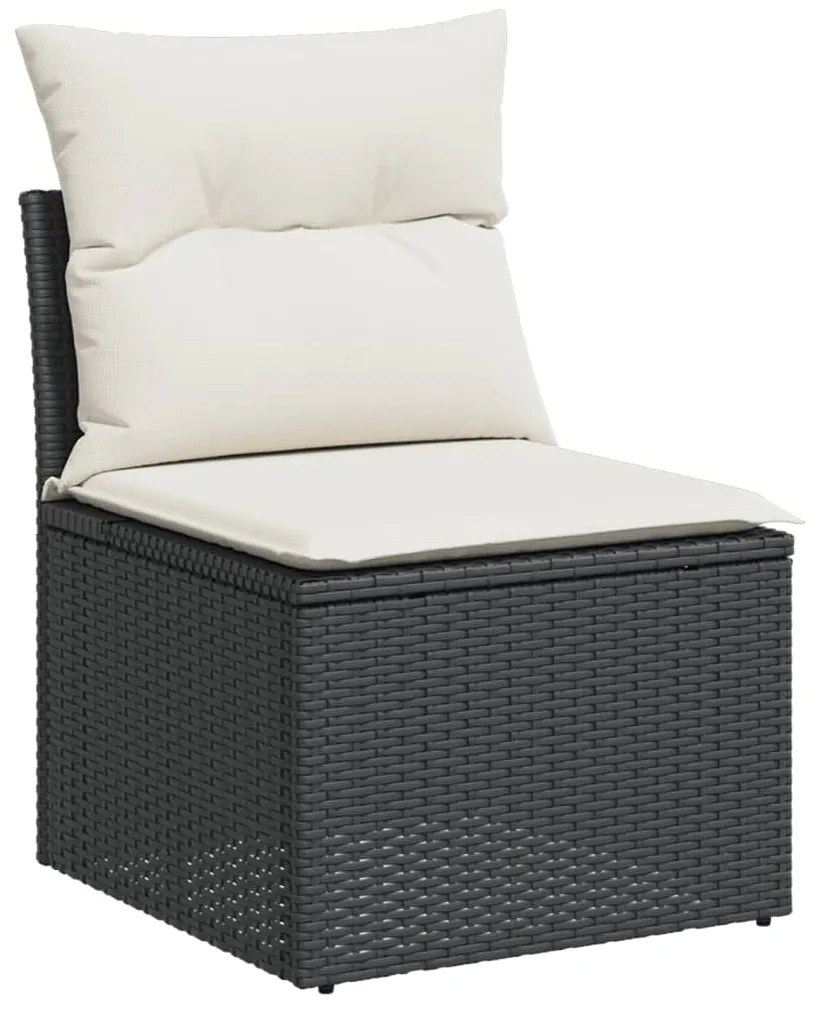 Set divani da giardino 11 pz con cuscini in polyrattan nero