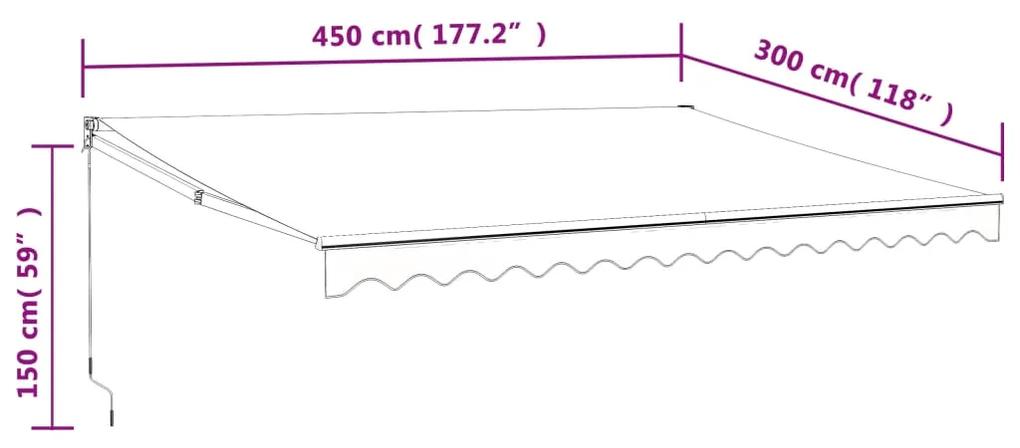 Tenda da Sole Retrattile Crema 4,5x3 m in Tessuto e Alluminio