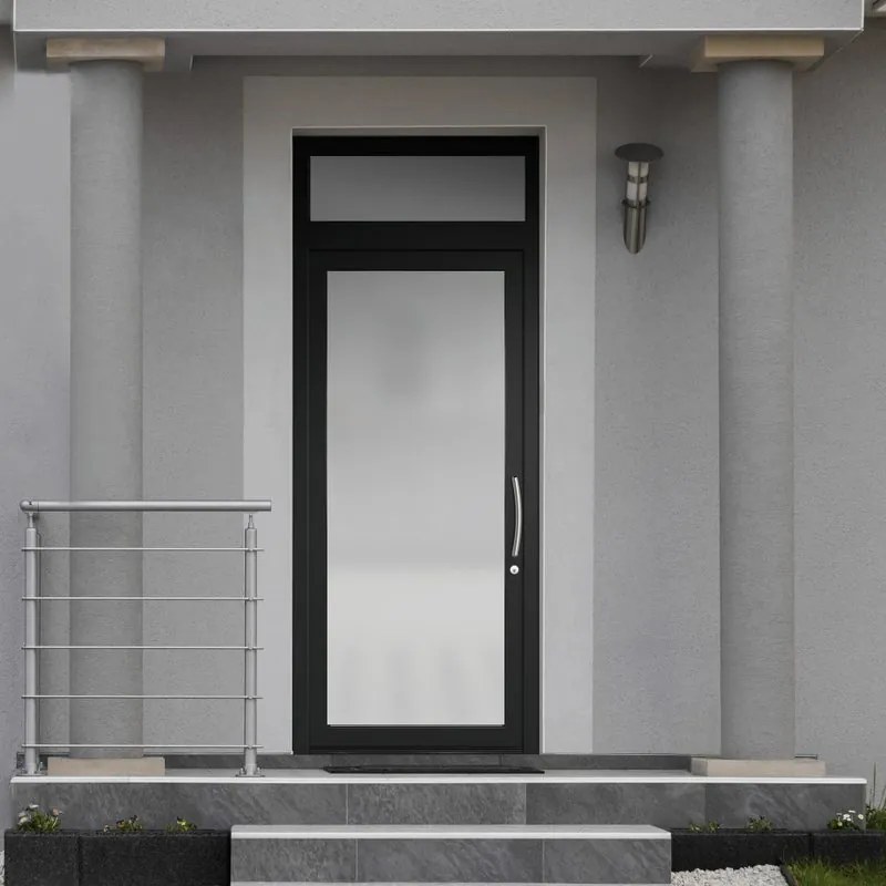 Portoncino d'ingresso Condo16 con vetro L 90 x H 210 cm in PVC nero, apertura spingere a sinistra