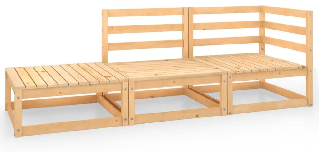 Set divani da giardino 3 pz in legno massello di pino