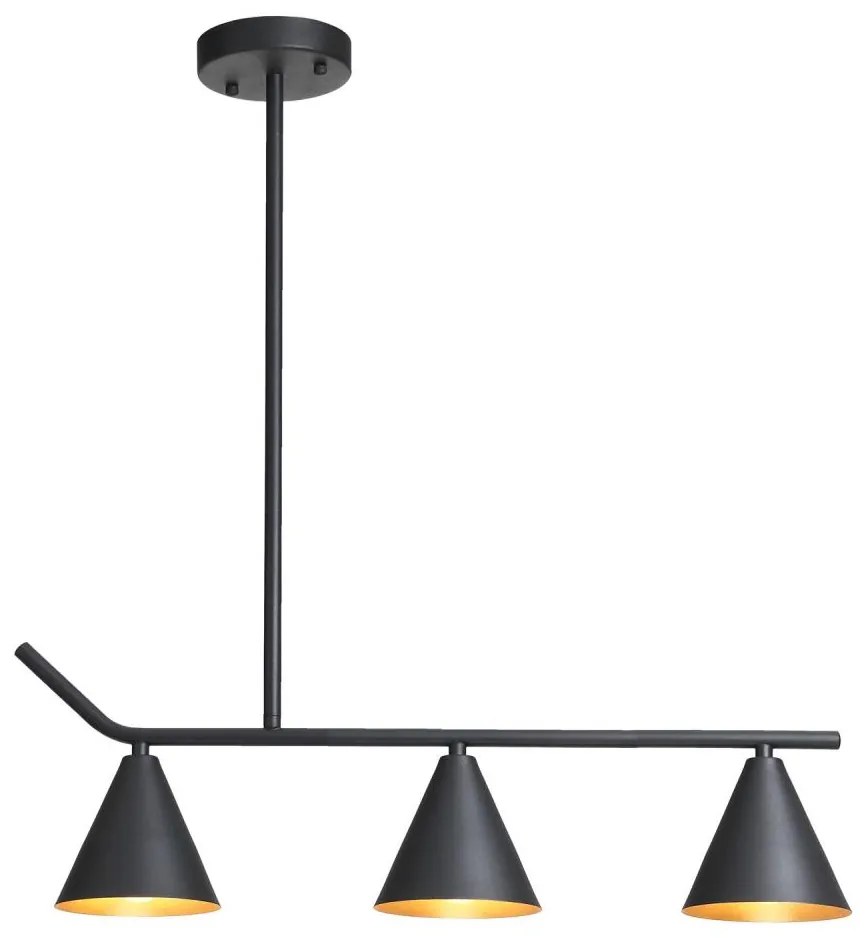 Lampadario a sospensione con supporto rigido 3xE27/40W/230V nero