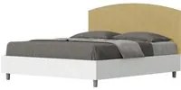 Letto Matrimoniale 160x200 cm struttura bianco frassino testata Ant - Contenitore,Microfibra,Ocra