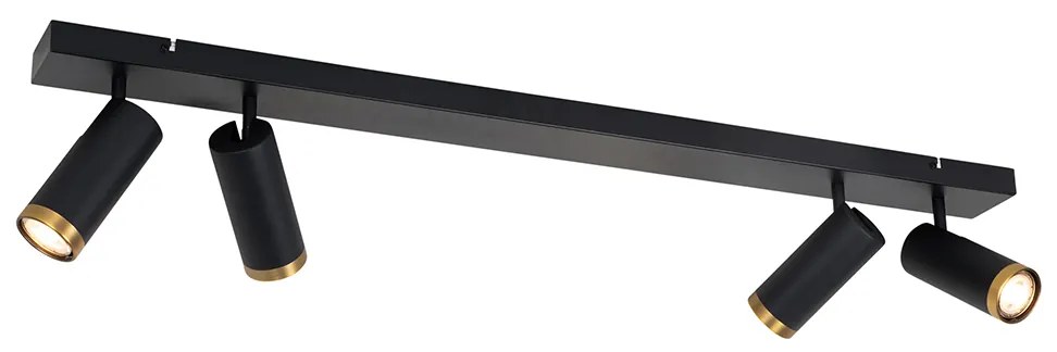 Faretto da soffitto moderno nero con bronzo 4 luci orientabile - Renna