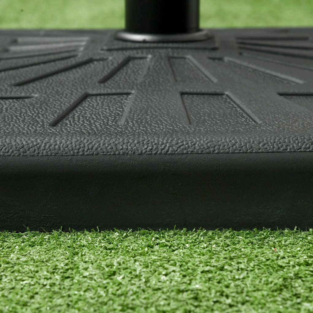 Base per Ombrellone da Giardino Ø32 a Ø48 51x51x32 cm in Resina e Acciaio Nero...