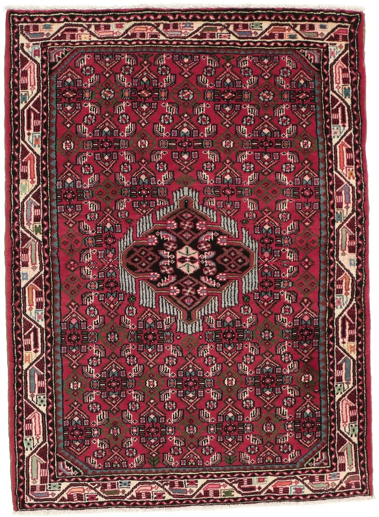 Hamedan Tappeto persiano 110 x 150 Rosso (Iran) Annodato A Mano