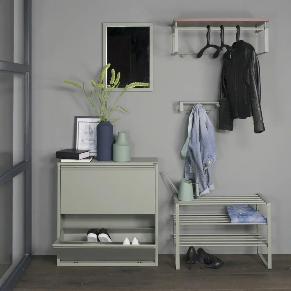 Scarpiera in metallo grigio-verde Rex - Spinder Design