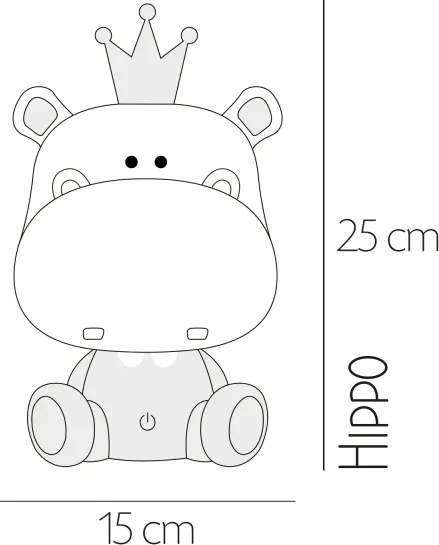 ONLI - Lampada notturna dimmerabile per bambini PUPPIES LED/3W/230V 25 cm ippopotamo/grigio