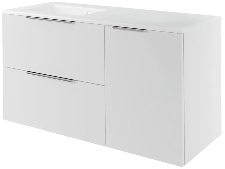 Mobile da bagno sospeso sotto lavabo L 120 x H 32 x P 48 cm bianco laccato lucido, 1 cassetto SENSEA Neo, Maniglie acquistabili separatamente