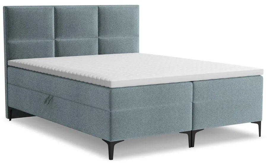 Letto boxspring azzurro con contenitore 180x200 cm Pakalana – Makamii
