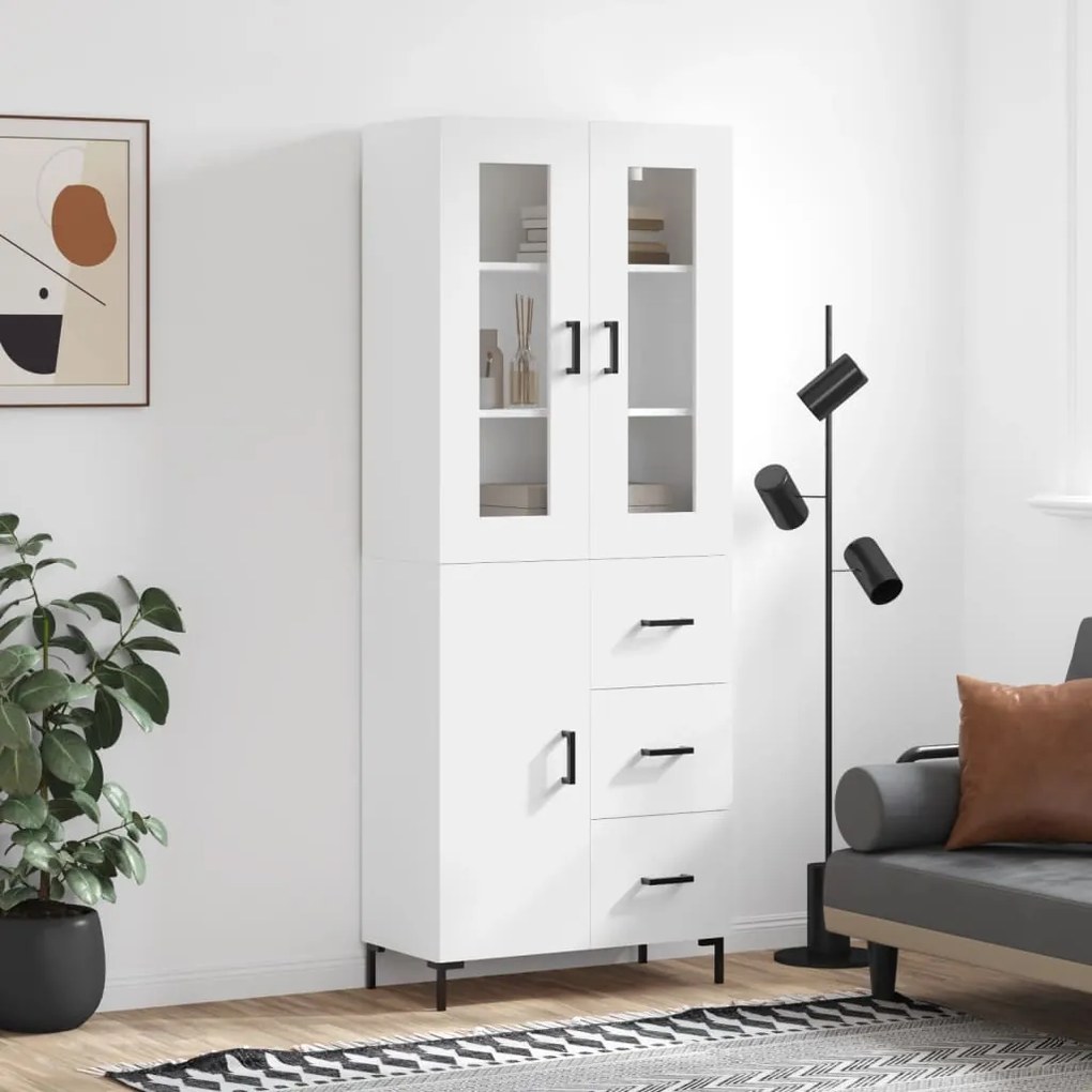 Credenza Bianca 69,5x34x180 Cm İn Legno Multistrato /