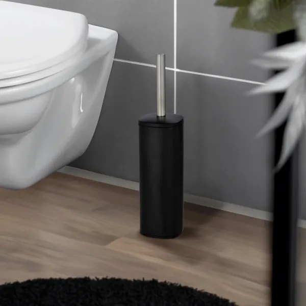 WENKO 24778100 - Scopino per WC ALASSIO 9,3x39,2 cm acciaio inossidabile/nero