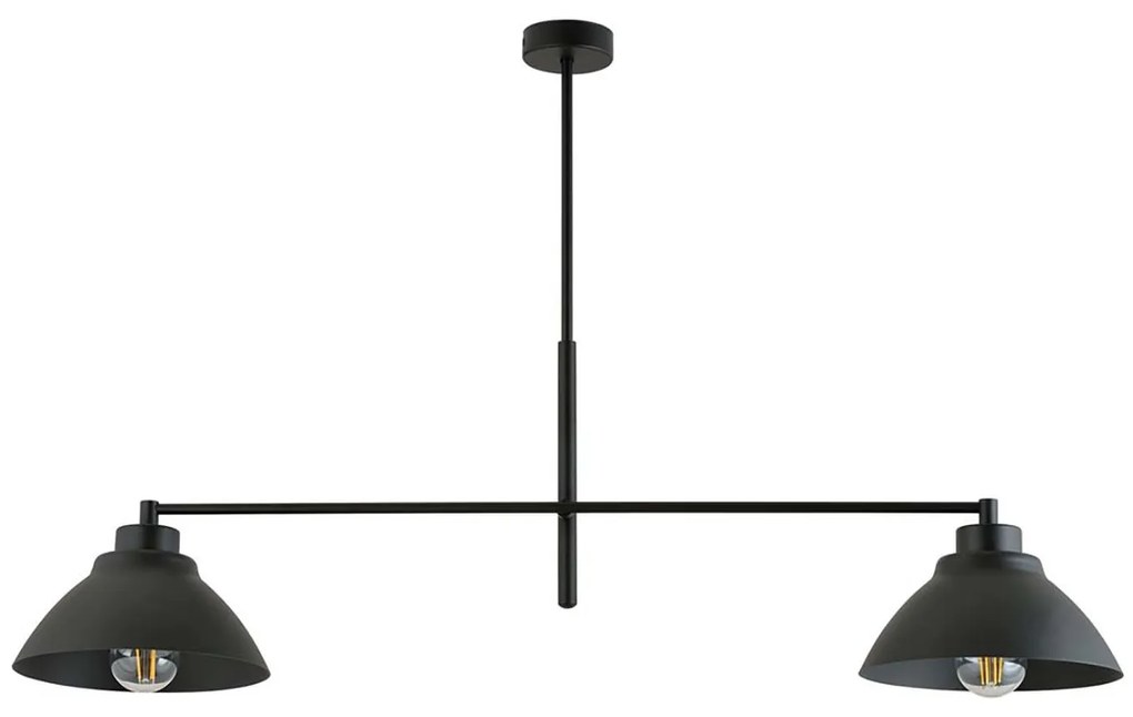 Lampadario Minimal Castore Acciaio Nero 2 Luci E27 Ip20