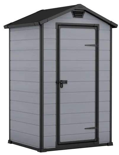 Casetta da giardino in polipropilene grigio 1 x 1 m, superficie esterna 1.1 m² e spessore parete 16 mm, con pavimento e porta ad anta singola, KETER Exclusive