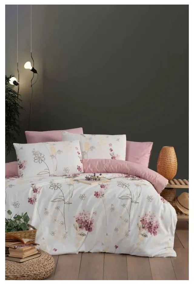 Biancheria da letto bianca/rosa per letto singolo/per letto prolungato con lenzuolo incluso/3 pz 160x220 cm Floral – Mila Home