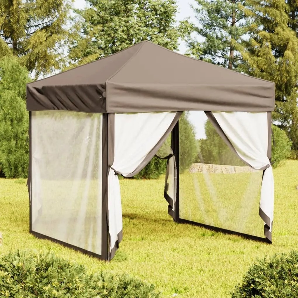 Tenda Per Feste Pieghevole Con Pareti Laterali Tortora 2x2 M /