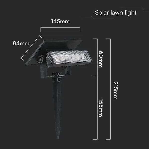Lampada LED solare LED/0,9W/3,7V 3000K IP65 1200 mAh nero