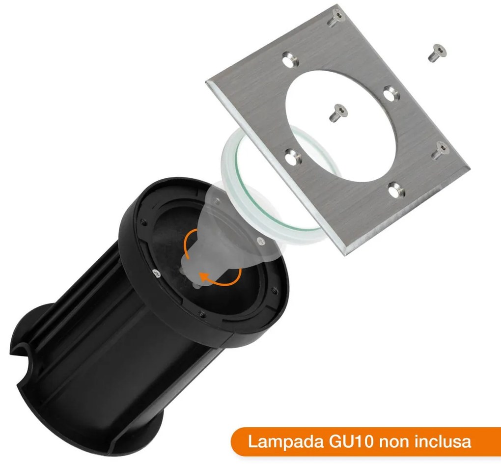 Faretto Carrabile Quadrato GU10 IP67 con Doppio Pressacavo