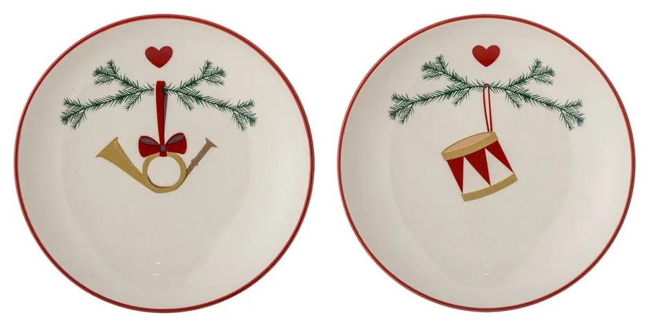 Set di piatti da dolce color crema in gres a tema natalizio 2 pz ø 16 cm Yule – Bloomingville