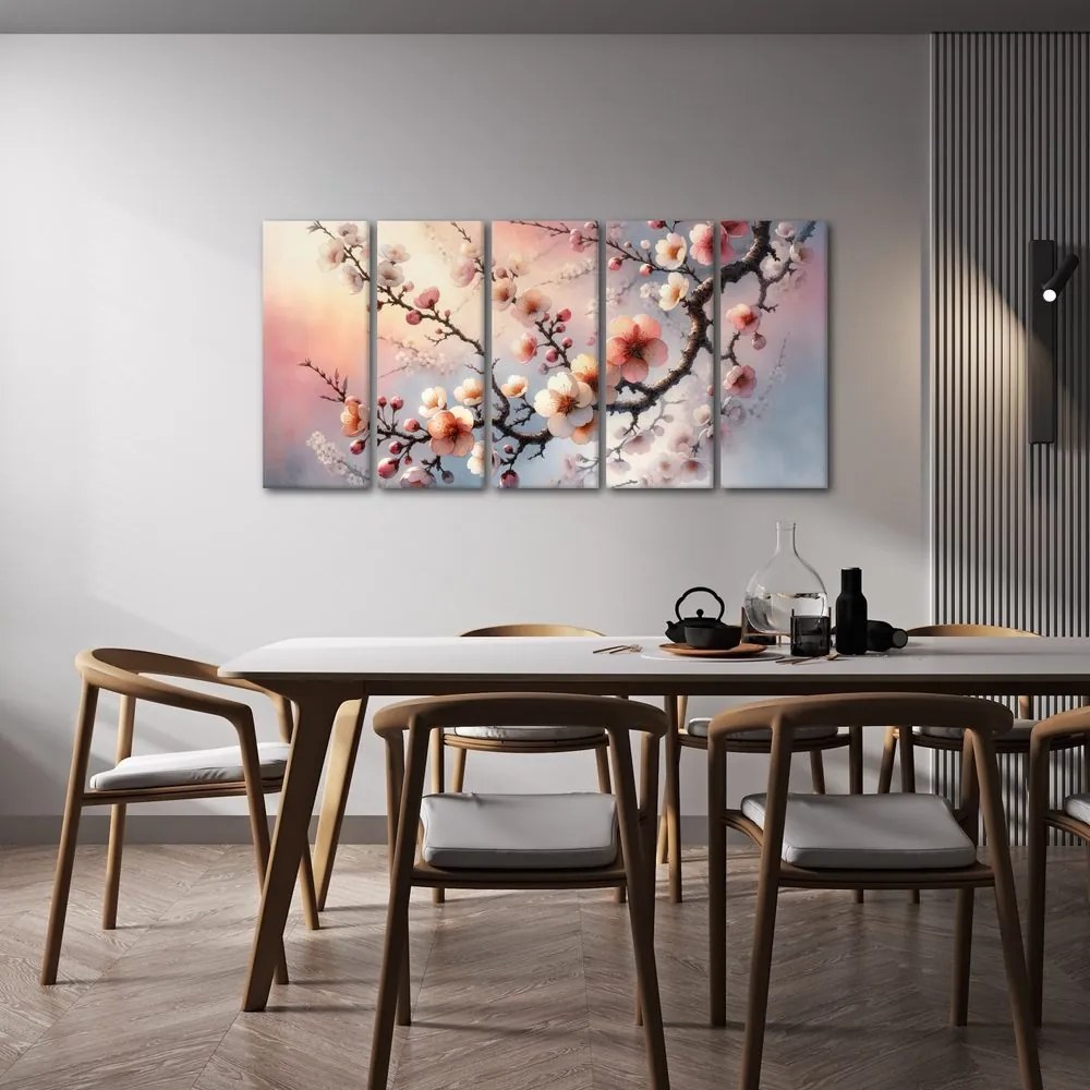 Quadri 5 pezzi – Ramo in fiore