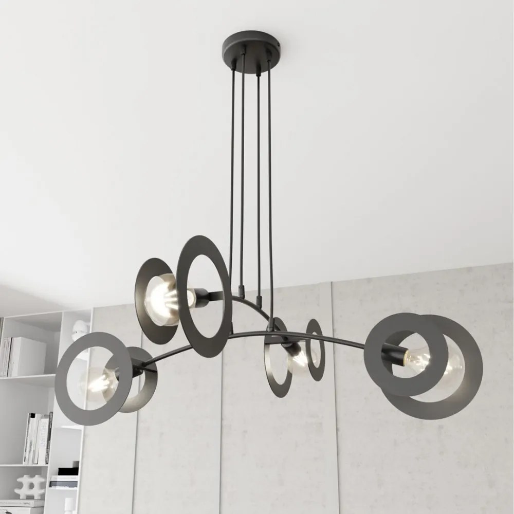 Lampadario a sospensione in acciaio EUFORIA 4 nero 4xE27 Colore del corpo Nero