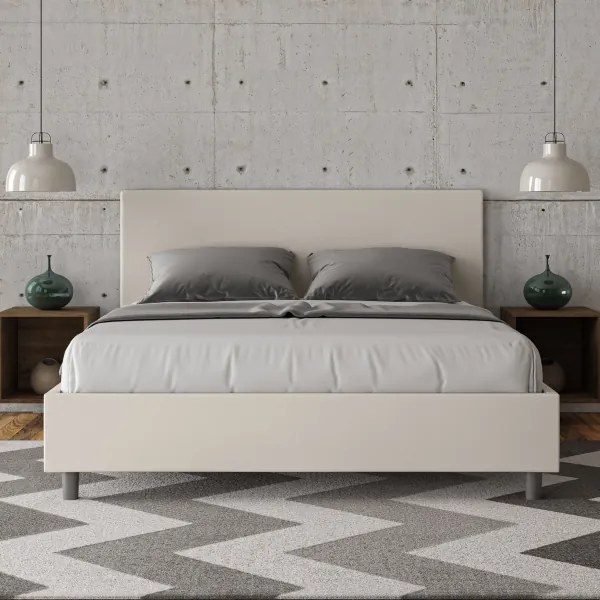 Letto senza rete imbottito 160x210 similpelle bianco Adele