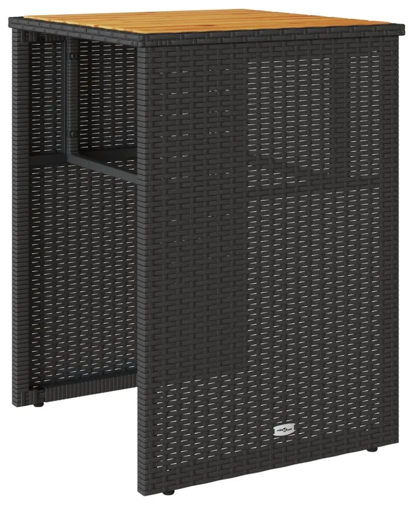Set da bistrò 3 pz con cuscini nero in polyrattan