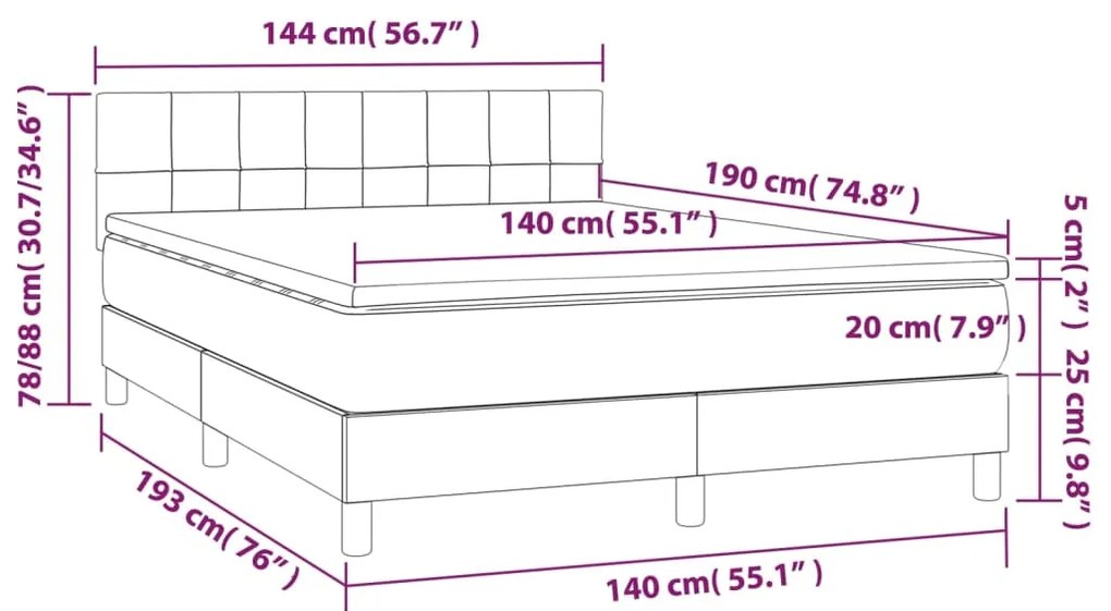 Giroletto a Molle con Materasso Tortora 140x190 cm in Tessuto