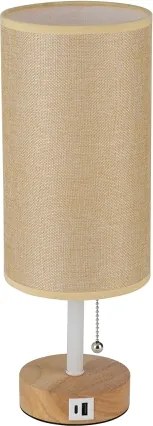 Brilagi - Lampada da tavolo con porta USB TABLON 1xE27/25W/230V rovere/bianco/beige