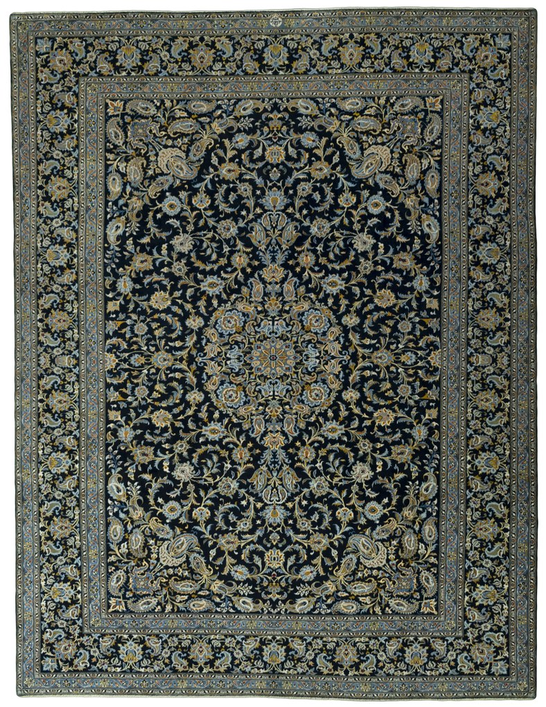 Kashan Tappeto persiano 400x310 Blu (Iran) Annodato A Mano