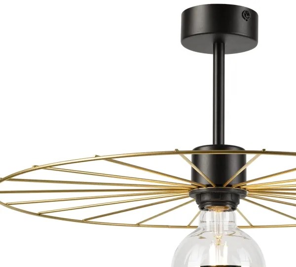 Lampadario a sospensione con supporto rigido MONTANA 1xE27/15W/230V diametro 45 cm oro/nero