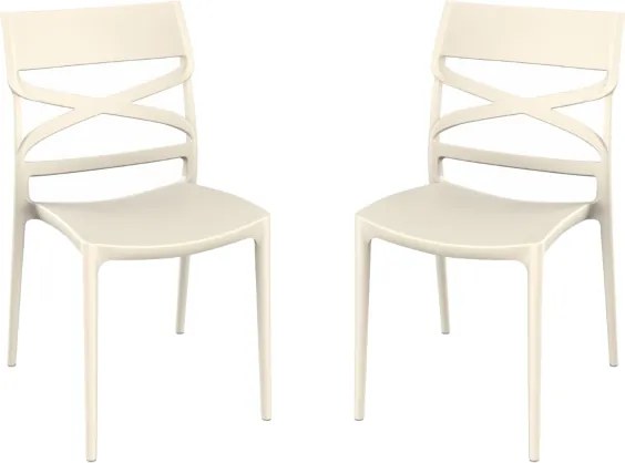 Sedia polipropilene per interno e esterno impilabile MIROK Crema set 2 pezzi