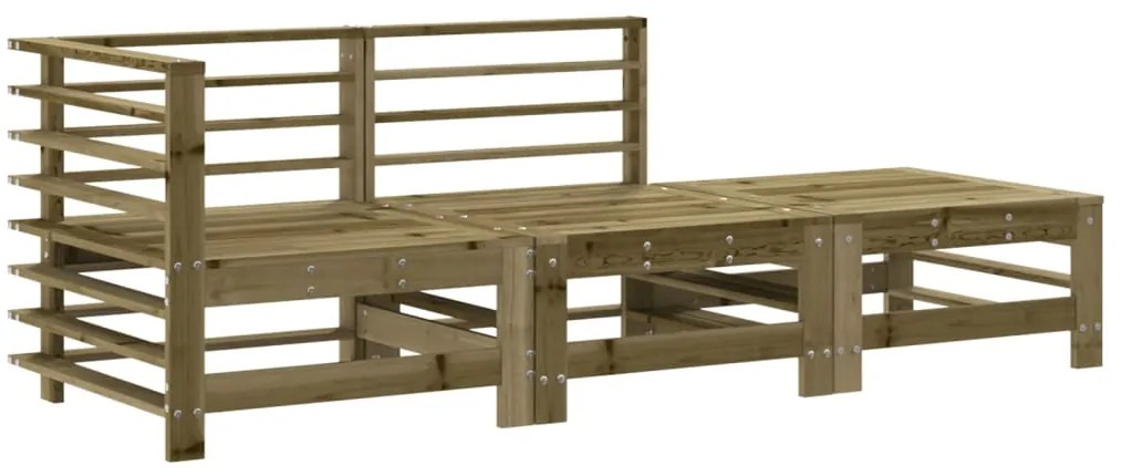 Set divani da giardino 3pz con cuscini legno impregnato di pino