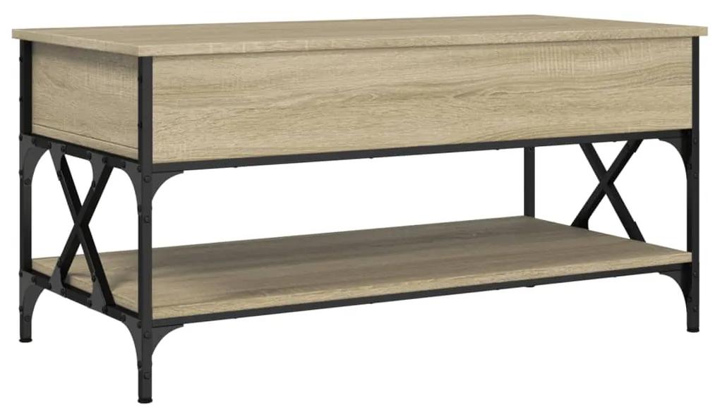 Tavolino Salotto Rovere Sonoma 100x50x50 cm Multistrato Metallo