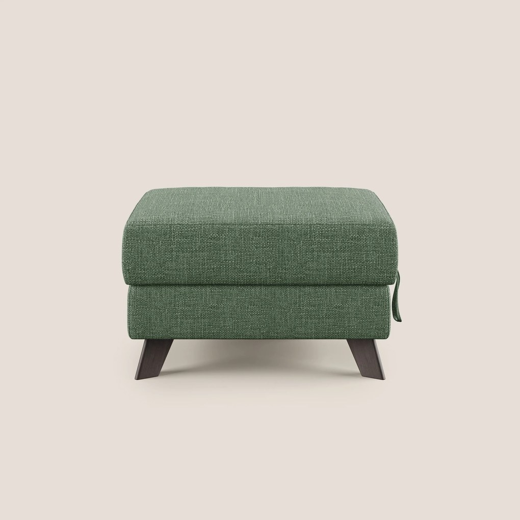Moon Pouf contenitore e piedini alti in tessuto morbido ad intreccio soft-touch impermeabile T06 verde