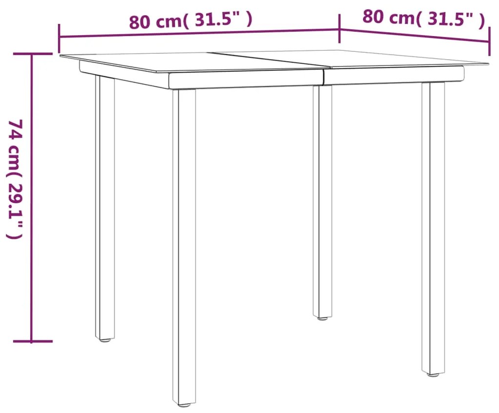 Set da Pranzo da Giardino 5 pz Nero in Polyrattan e Acciaio