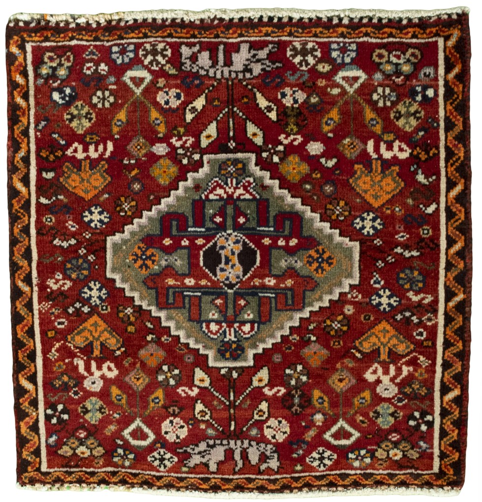 Shiraz Tappeto persiano 60x60 Rosso (Iran) Annodato A Mano