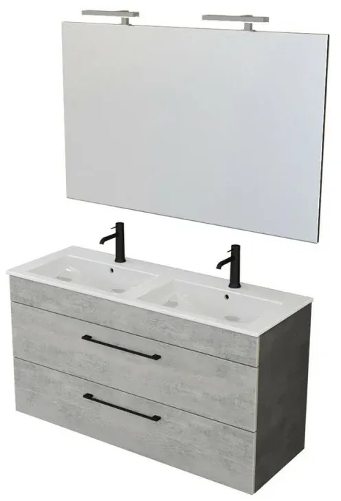 Mobile bagno sospeso 120 cm Smart grigio legno/lava con specchio