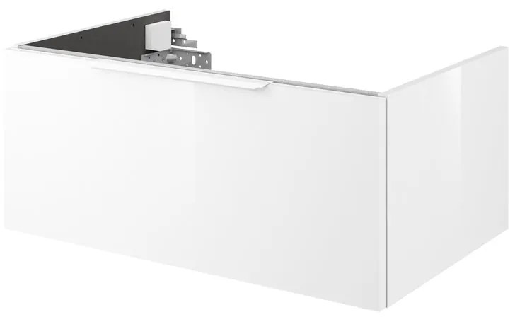 Mobile da bagno sotto lavabo Neo bianco laccato lucido L 75 x H 32 x P 48 cm 1 cassetto, lavabo non incluso