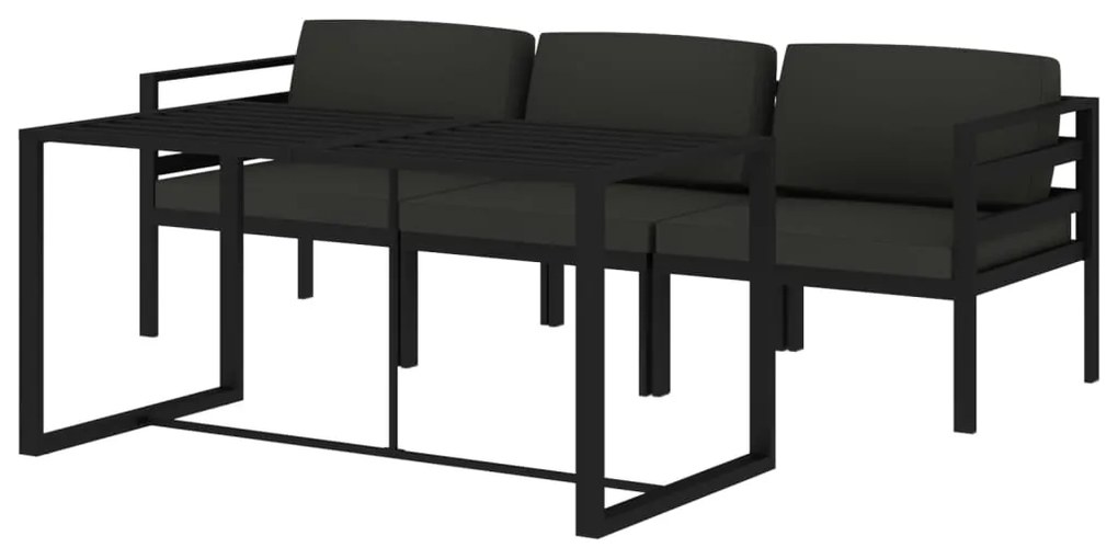 Set divani da giardino 4 pz con cuscini in alluminio antracite