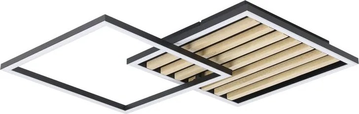 Plafoniera LED Cembrano nero/legno  48x48 cm 3300 lumen EGLO