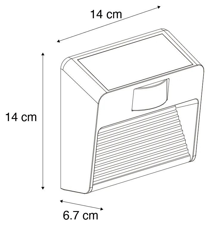 Lampada da parete nera con LED IP54 con sensore di movimento solare - Border