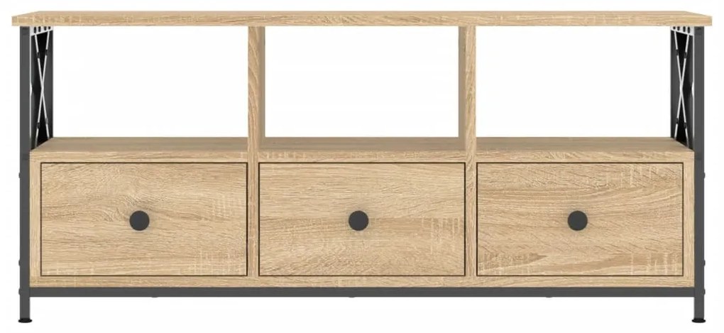 Mobile tv rovere sonoma 102x33x45 cm legno multistrato e ferro