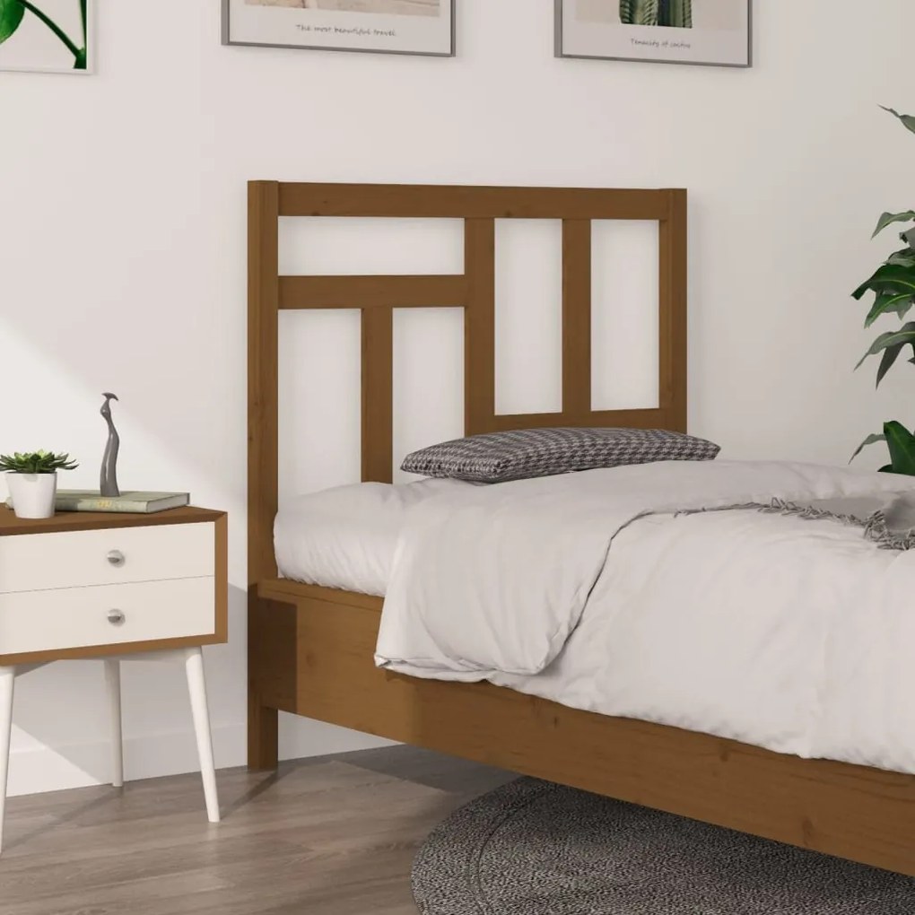 Testiera Per Letto Ambra 95,5x4x100cm İn Legno Massello Di Pino /