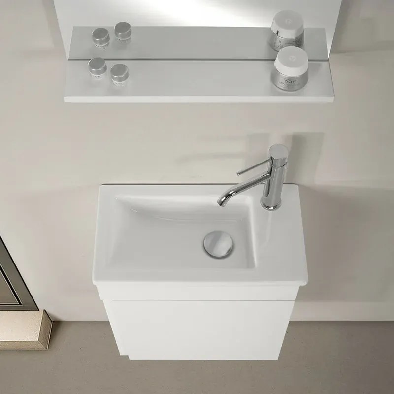 Mobile sospeso salvaspazio 45 cm bianco lucido profondo 25 con specchio Mini