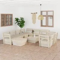 Set Divani da Giardino su Pallet 10 pz in Legno Abete Impregnato 3063732