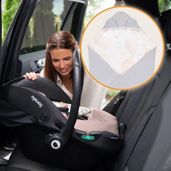Lionelo - Sacco avvolgente per seggiolino auto TRAVEL SWADDLE 90x90 cm Grigio Baloon